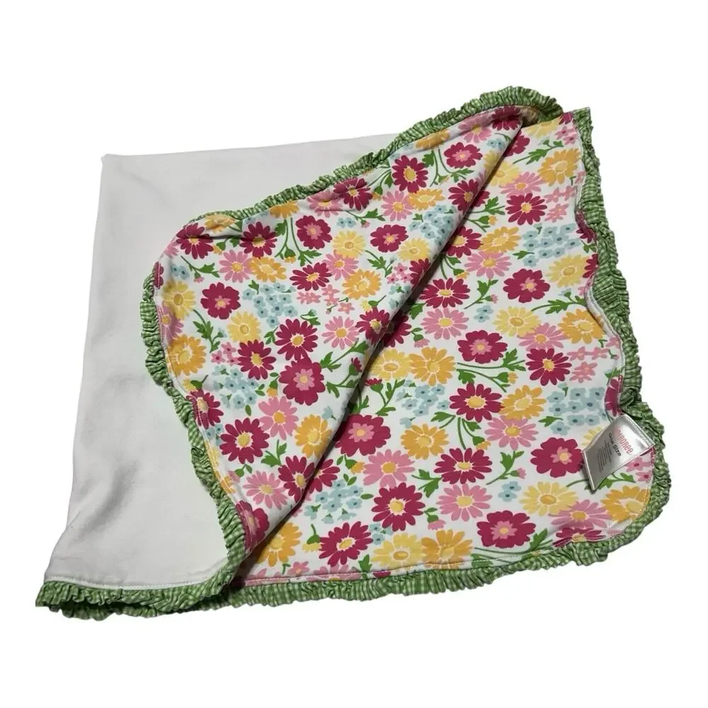 Gymboree Green Pink Floral Cotton Baby Blanket 2012